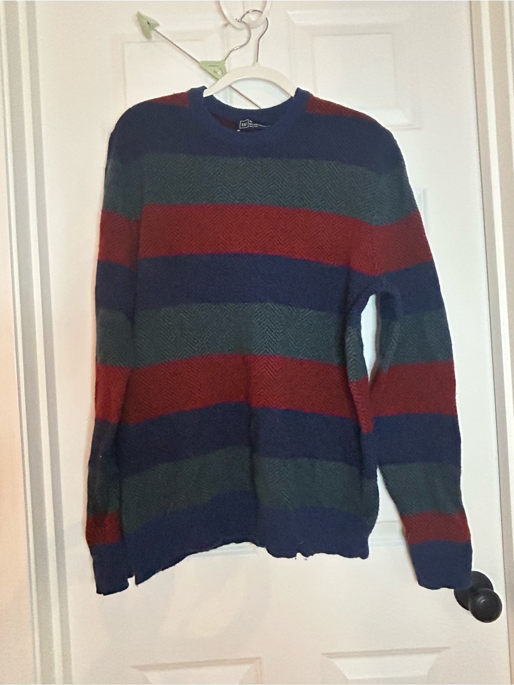 GAP Striped Crewneck Sweater in Blue, Red & Green